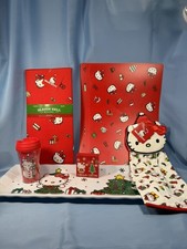 Christmas Hello Kitty Kitchen Set -Tray, Mug, Drying Mat  Towel, Shelf Sitter