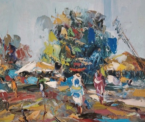 Belle Huile Sur Isorel De Zéphirin Masamba( École Contemporaine Du Congo) - Foto 5 di 11