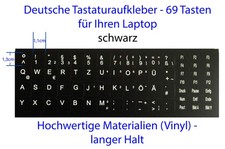 Tastaturaufkleber DE Deutsche Laptop Tastatur Aufkleber Netbook bl. 69 Tasten 1+