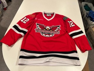 orig. c. 2019 20 Petr Panacek CAROLINA THUNDERBIRDS FPHL HOCKEY GAME WORN JERSEY
