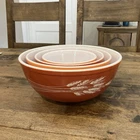 Pyrex Vintage Autumn Harvest Wheat Mixing Bowl Set