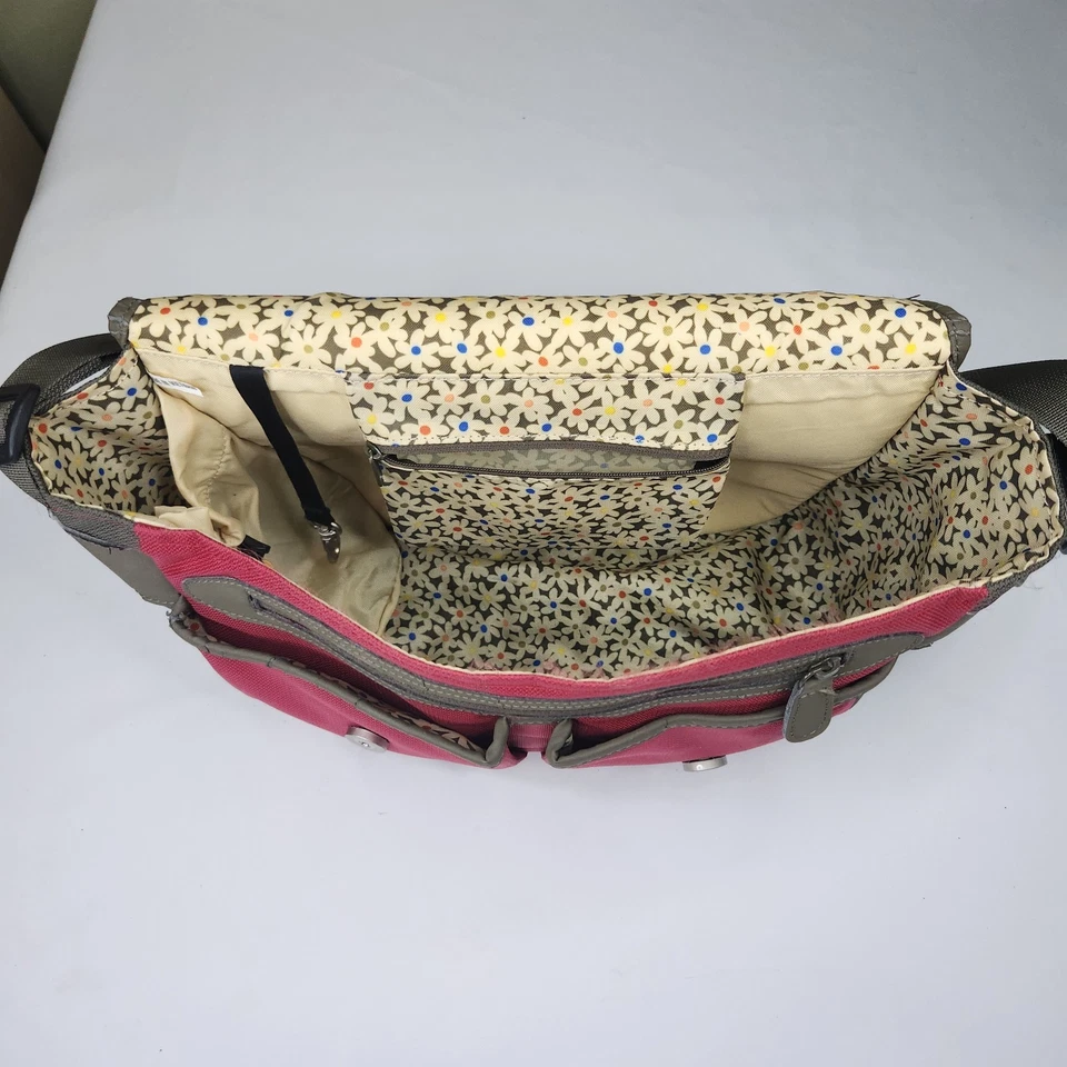 Sherpani Trevina Crossbody Messenger Crossbody Bag Red w Floral Interior *Issue - Image 4 of 4