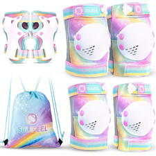 Rainbow Unicorn Knee Pads for Kids Knee Elbow Pads Wrist Guards with Drawstring
