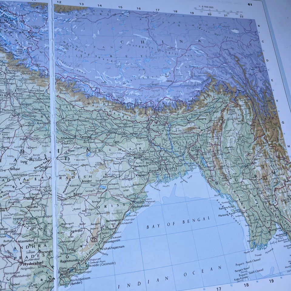 1992: Mapa del sur de Asia PCW #60/61 antiguo marco impreso Atlas vintage  Foto 3 de 4