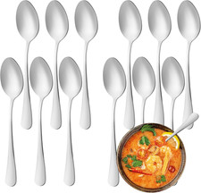 12 Pcs Dinner Spoons Set, Food-Grade Stainless Steel Tablespoons, Durable Metal