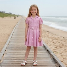 NWT Polo Ralph Lauren Girls Belted Gingham Linen Dress Preppy Classic Summer