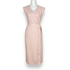Everlane Japanese Goweave Wrap Dress Women's 00 Blush Pink Cap Sleeves