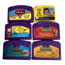 Leap Frog LeapPad Lot Of 6 Cartridges VTG Learn Phonics Math Disney Reading Fun