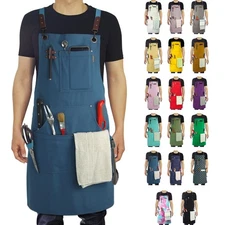Stenffy Kitchen Apron, Work Apron, Canvas, Multiple Pockets, Gardening, Paint...