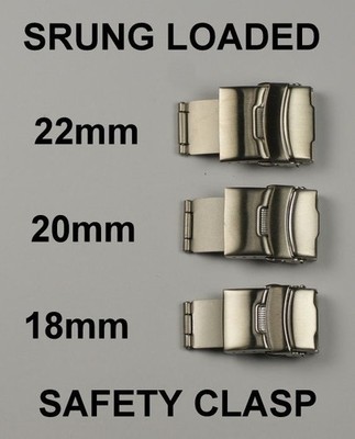 Federschließe Sicherheitsknopf Verschluss Lederbänder 18mm 20mm 22mm NEU Faltschließe