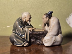 Shiwan Mudmen Playing Game Of Go Clay Figurine  /b