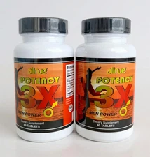 2 POTENCY 3X MEN POWER ENERGY PILLS MALE HEALTH 90 TABLETS PERFORMANCE BOOST