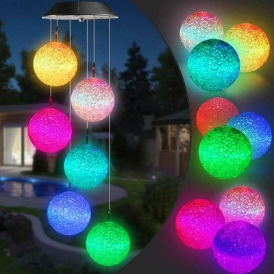 Solar Wind Chime, Color Changing Ball Wind Chimes, LED Decorative Mobile, Gifts - Image 1 of 4