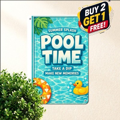 Welcome To Our Pool Memories Made Here Beach House Backyard Tin Sign