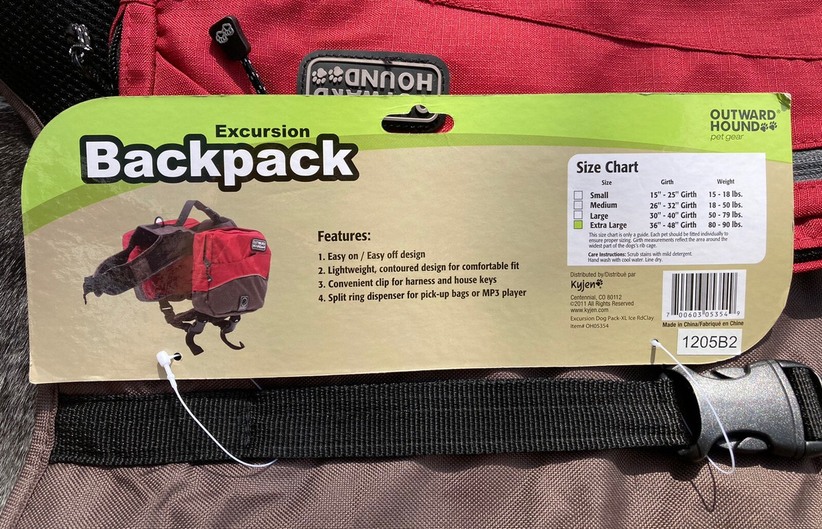 Outward Hound Excursion Dog Pet Backpack Gear X-Large 80-90 Lbs