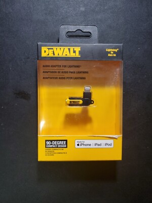 DeWALT 90 Degree Audio Adapter For AUX To idevice Compact Design iPhone iPad