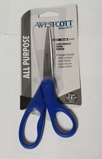 Westcott 7 inch Blue All Purpose Light Scissors, Straight Handle Stainless Steel