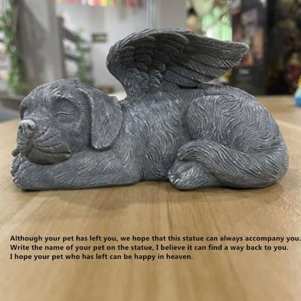 Garden Decor Puppy Tombstone Sculpture Ornaments Gift Resin Angel Dog Cat Statue - image 4 of 4