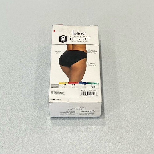 Felina Women's 8-Pack Cotton Stretch Hi-Cut Full Coverage Panties, Multicolor, M - Picture 3 of 4