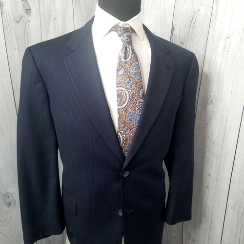 Hart Schaffner Marx Nordstrom Men 2 Piece Suit 44s Blue Stripe Wool 38"x28 Pants - Picture 8 of 20