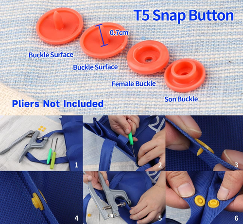 Ilauke 408 Sets Plastic Snap Buttons, No-Sew T5 Snaps with Organizer Storage - Picture 3 of 12