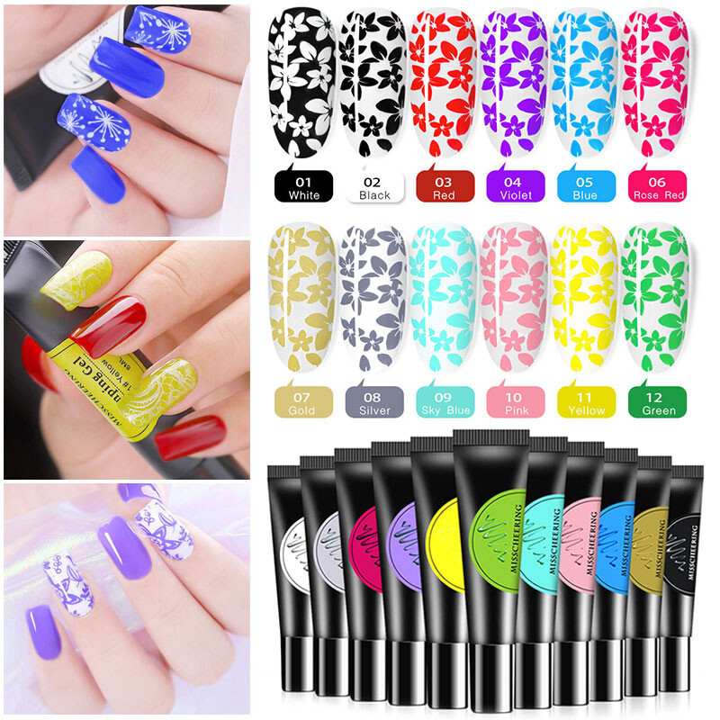 Manicure Stamping Gel Polish Black White Soak Off Nail Stamp Plate UV Gels 8ML ✔