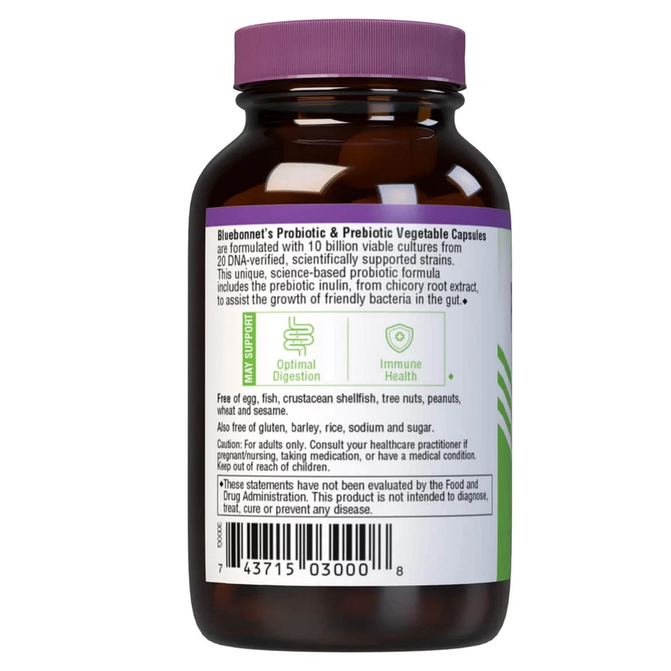 Bluebonnet Probiotic & Prebiotic 10 Billion Cfu 30 Veg Capsules - Image 4 of 4