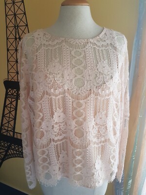Spitzenshirt mit Top, River Island, Gr. 40, apricot, Neuwertig