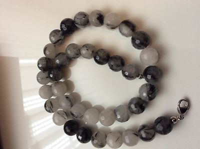 Sogni d' Oro Collier Turmalinquarz  375er Weissgold Traum in schwarz weiß