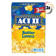 3x Packs | Act II Butter Lovers Microwave Popcorn | 3 Bags Per Pack ACT 2