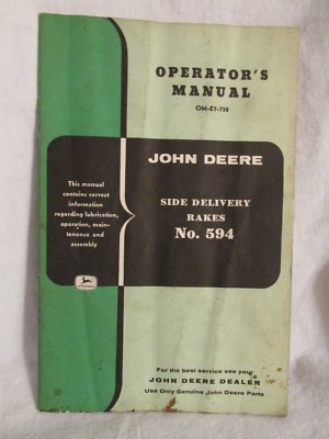 John Deere Operator's Manual Side Delivery Rakes No. 594 OM-E7-758