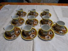 Service à café japonais,  10 tasses et sous tasses tamponné dessous