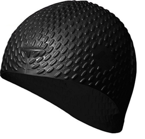 Black Silicone Swim Cap Hat Swimming Head Wear Long Hair Cover