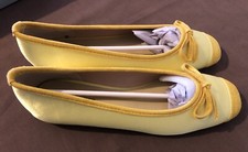 C. Paravano Silk/Suede Square Toe Ballet Flat Womens Size 38 7.5 Yellow NWB