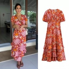 Zara NWT ZW Collection Multicoloured Printed Ruffle Midi Dress 3349/187 S RRP£60