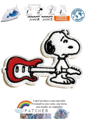 patch Snoopy dog Peanuts toppa termoadesiva iron on comic guitar rock chitarra