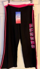 GK TUMBLE CAPRI PANTS SIZE LADIES LARGE COTTON/SPANDEX PINK TRIM BLACK SZ L NWT 