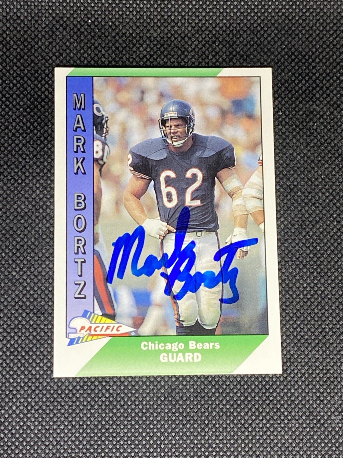 Mark Bortz Chicago Bears SB XX 1991 Pacific Signed Auto Card #41 COA