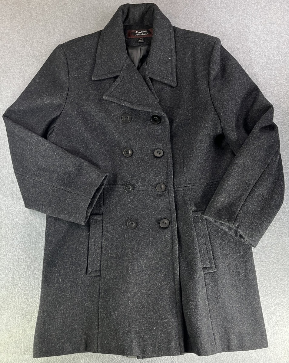 Stephanie Mathews Long Wool Trench Coat Womens XL Extra Large