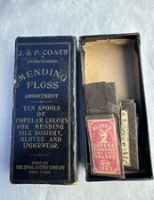 J & P Coats Mending Floss Box Advertising with Contents as Shown in Photos