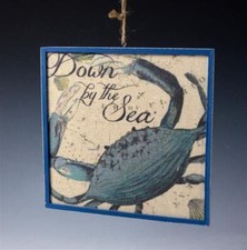 FOR SUN OCEAN BEACH LOVERS!! "DOWN BY THE SEA" PLAQUE SIGN ORNAMENT NEW