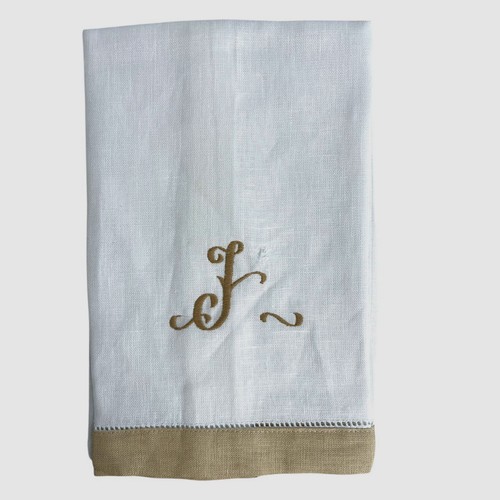 Sferra White Filo Fingertip 14" x 20" Guest Linen Hand Tip Towel Set of 2 - Picture 3 of 4
