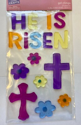 Easter He Is Risen Window Gel Sticker Cling Decorations Sunday School classroom 
