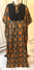 Kaftan Black African Print Tribal Women's Men's Unisex New Cotton Orange Olive