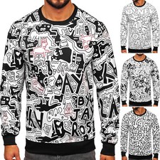 Sweatshirt Pullover Rundhals Pulli Print Spor...