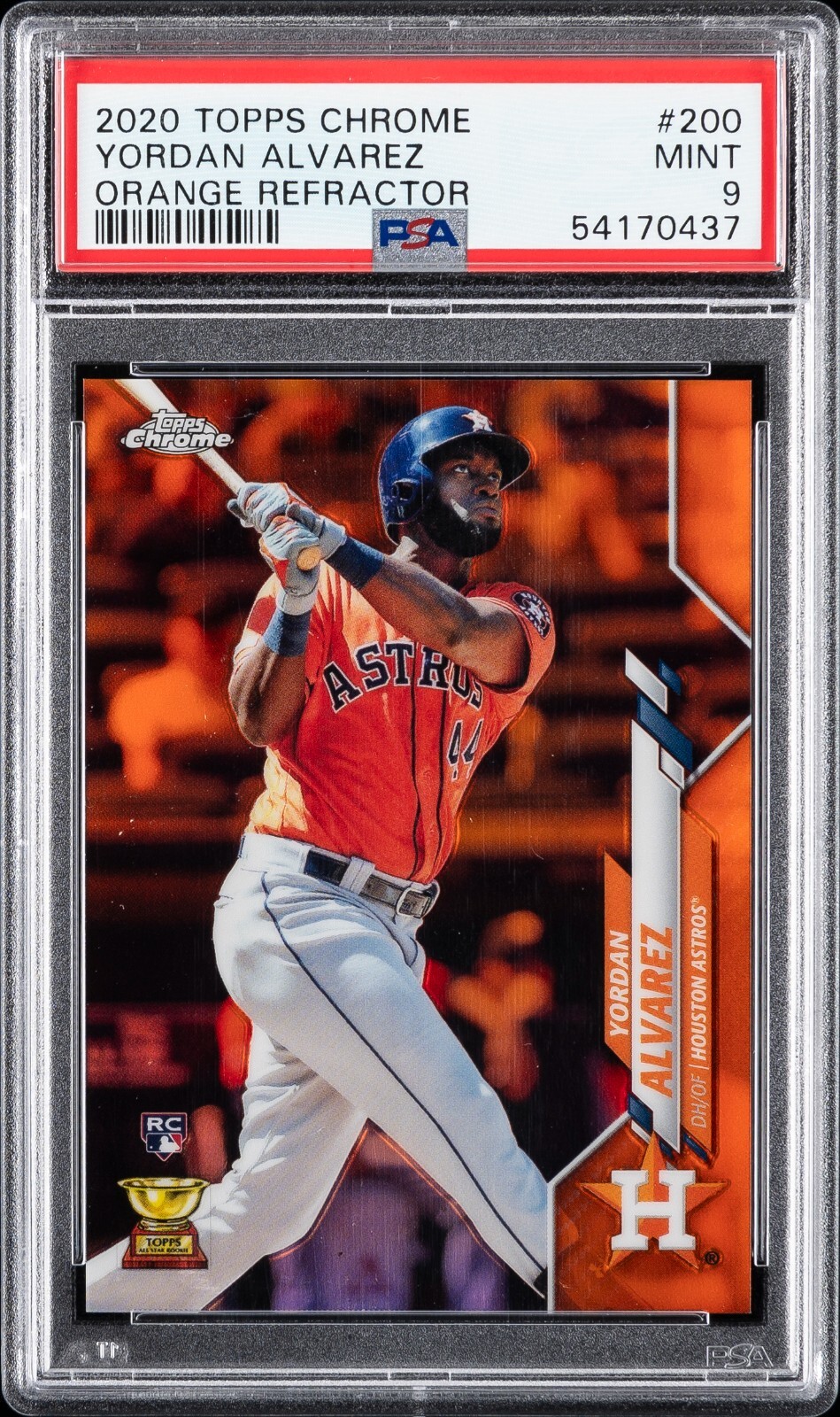 YORDAN ALVAREZ 2020 Topps Chrome #200 True Orange Refractor /25 Rookie RC PSA 9