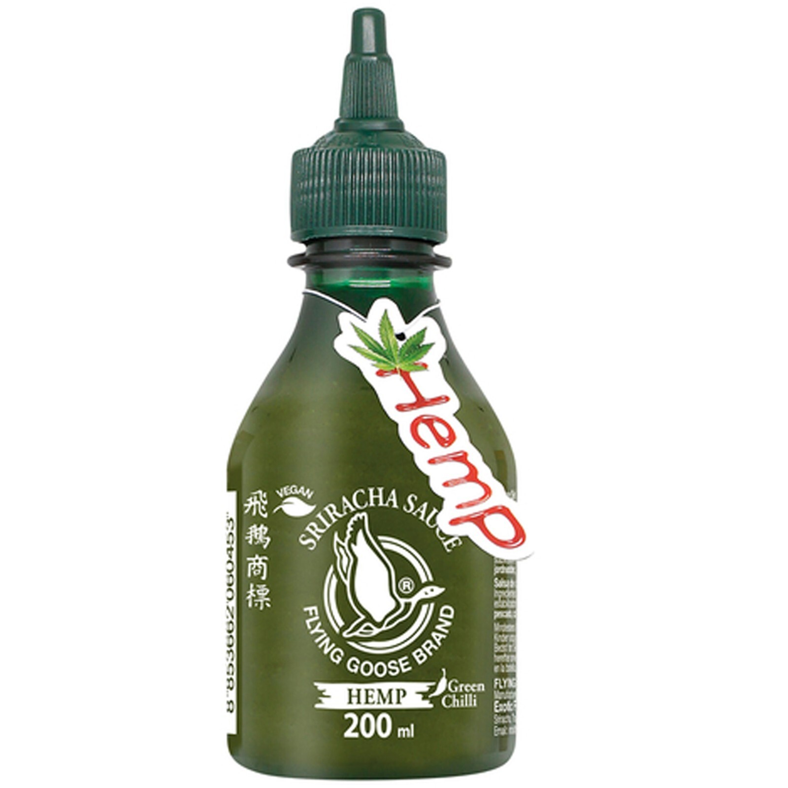 200ml FLYING GOOSE Grüne Sriracha Chilisauce mit Hanf und grünem Chili ...