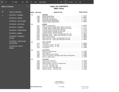   ️ Case Tractor 380B Repair Service Manual Shop Technician 8-58601   