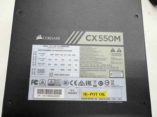 Corsair CX Series CP-9020102-NA 550W 80 Plus Bronze ATX Modular Power Supply - Photo 2/4