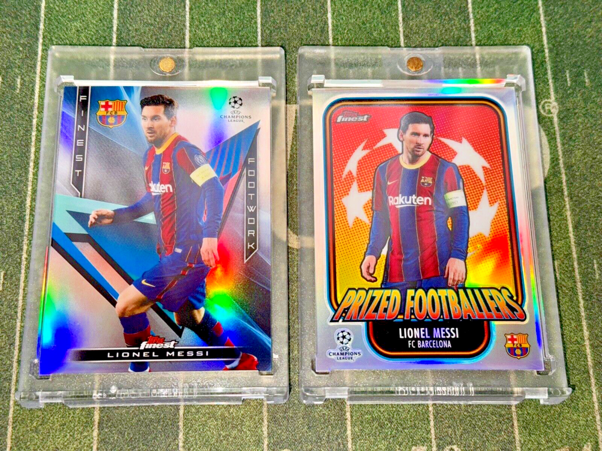 2020-21 Topps Finest UCL Lionel Messi 2x LOT Silver Prizm Insert